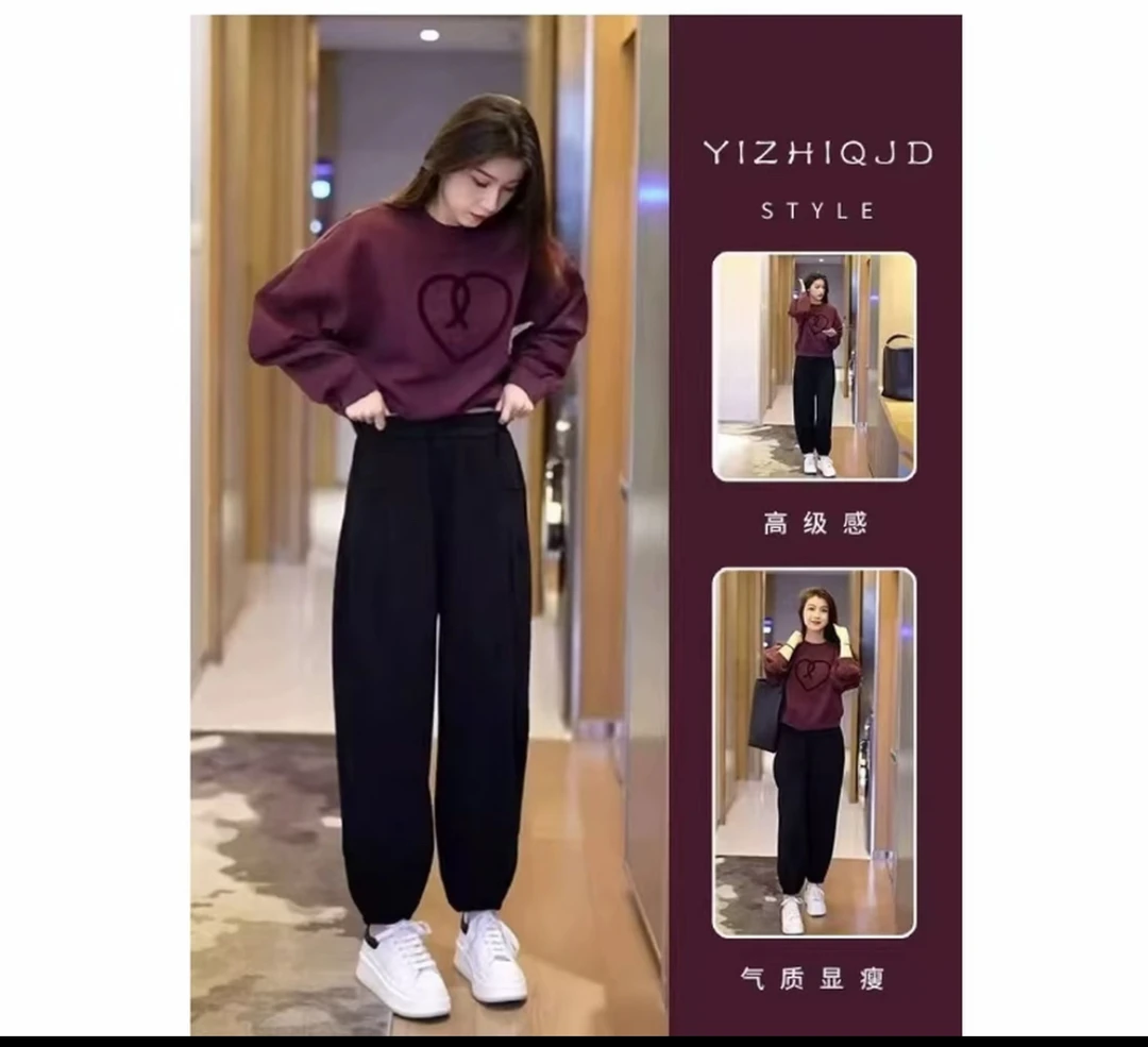 2025秋冬季保暖加绒卫衣长裤女款休闲百搭修身套装