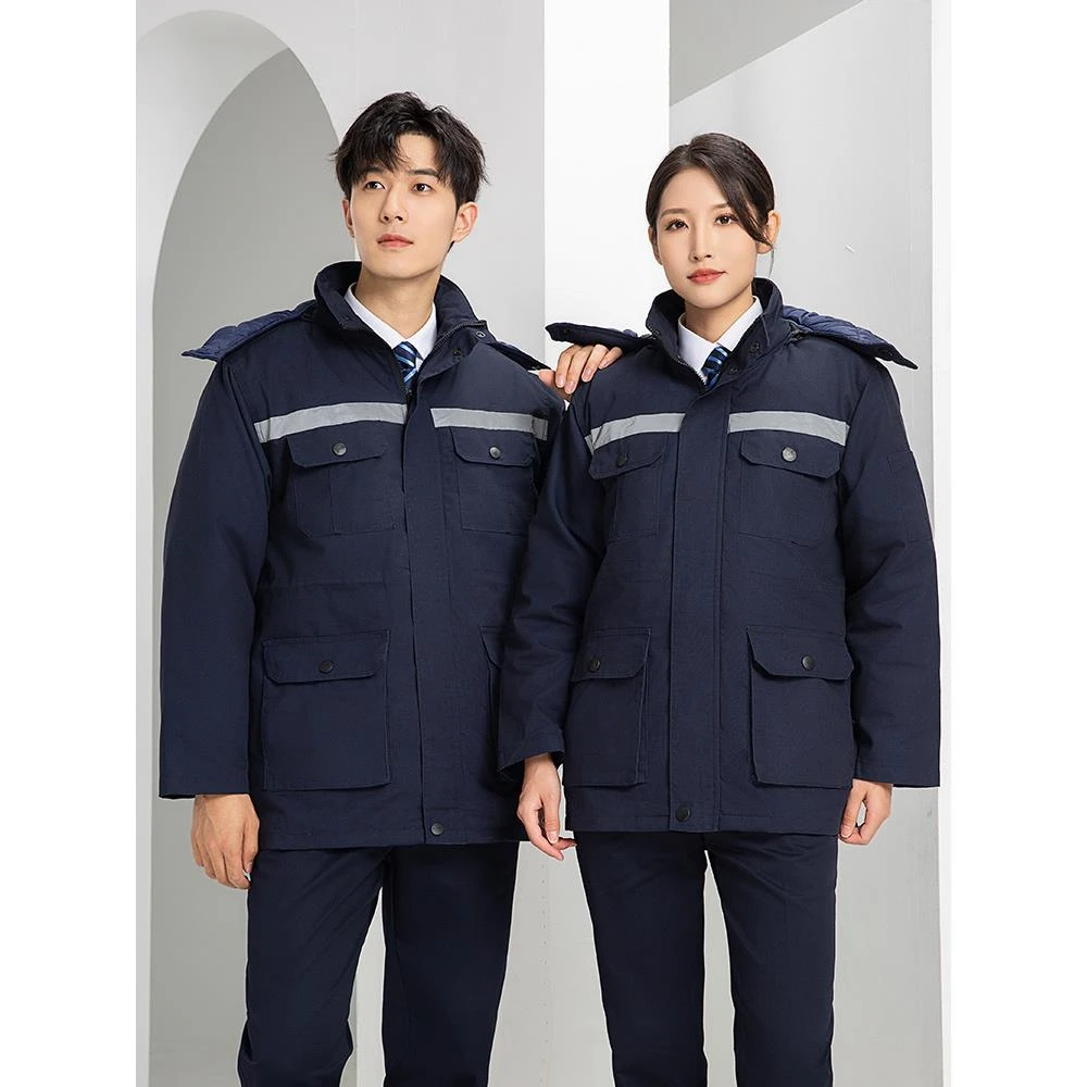 防静电工作服男加厚劳保服冬季防寒服户外环卫物业保洁定制棉衣女