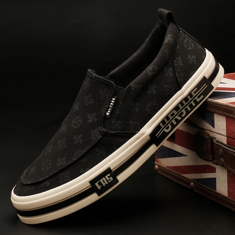 25806 男鞋轻便透气帆布鞋一脚蹬懒人鞋百搭潮鞋春秋男士低帮布鞋