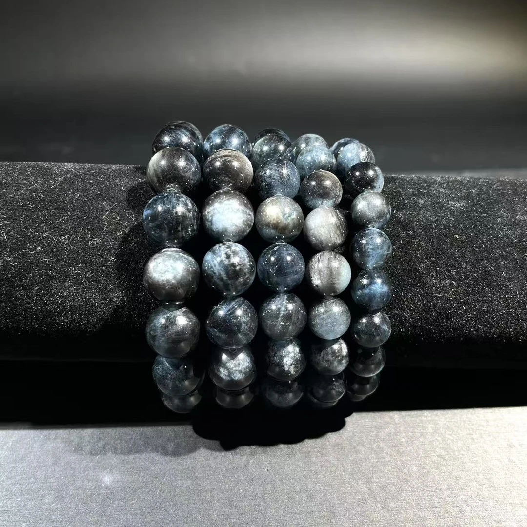 培育海蓝宝石海蓝宝手串海蓝宝黑爆闪H600光感宝石手链多样性发一