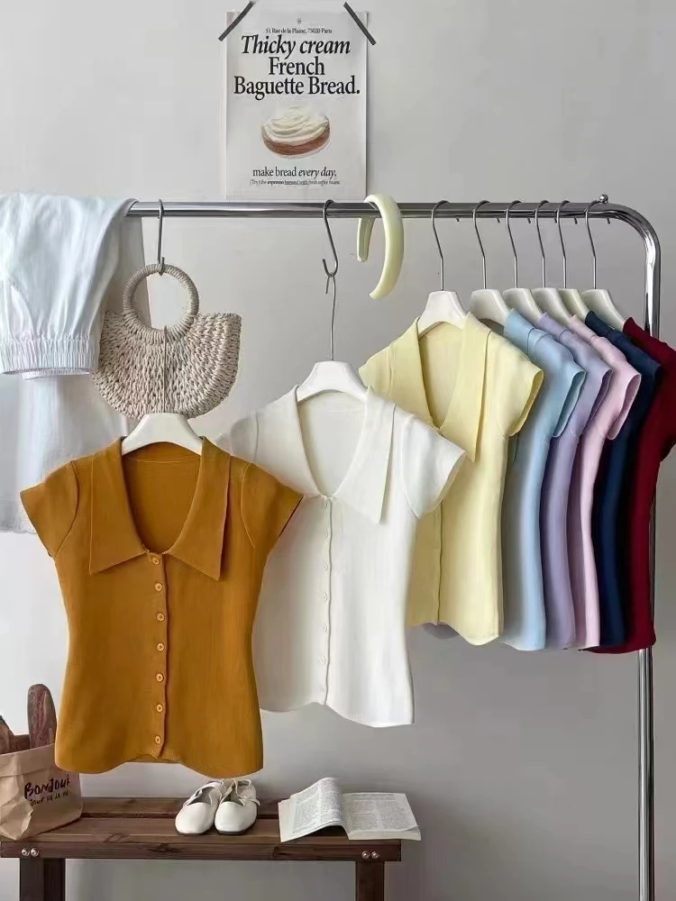 901-999  夏季薄款针织衫套头圆领纯色百搭时尚开衫衬衣女