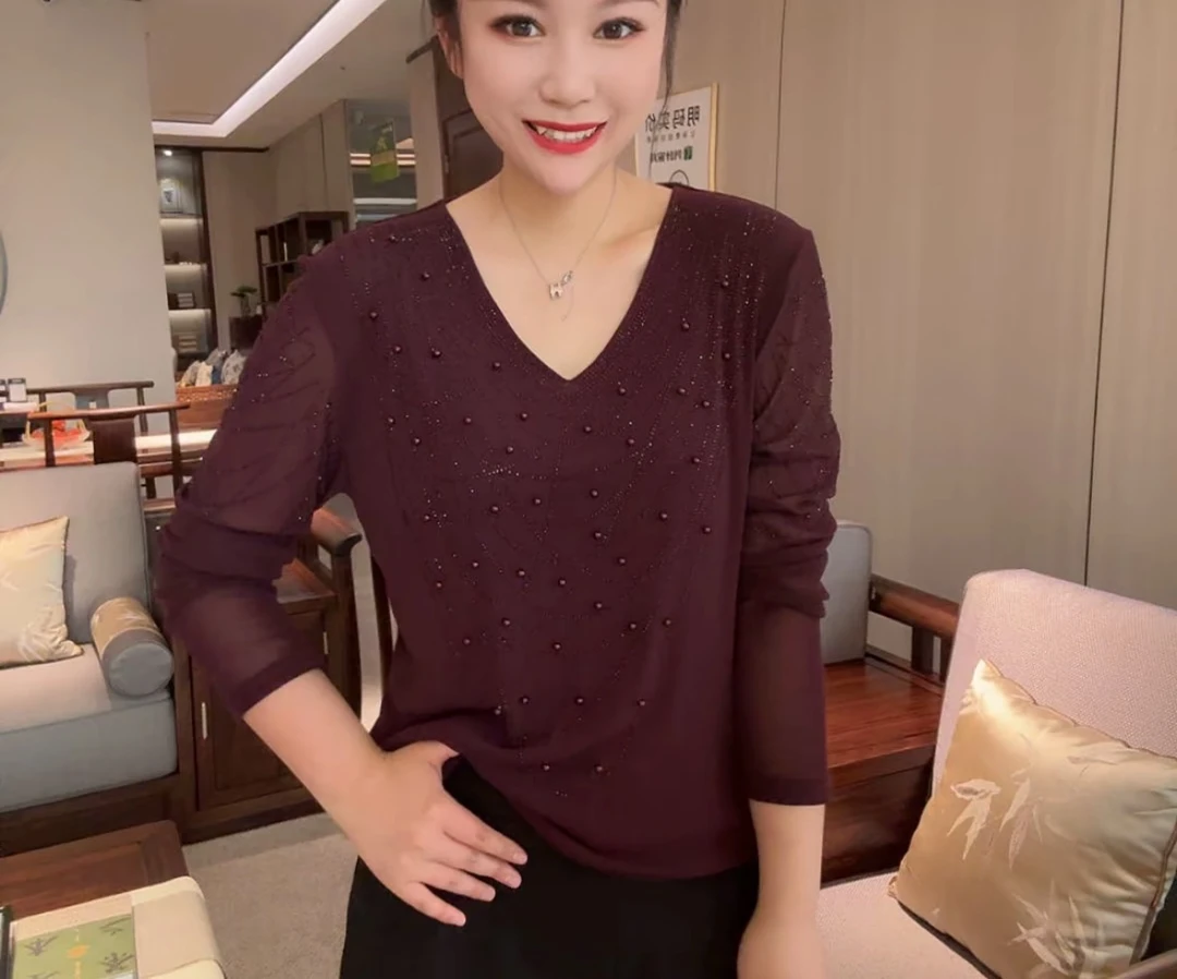 秋季新款显瘦V领显瘦上衣气质时尚女装