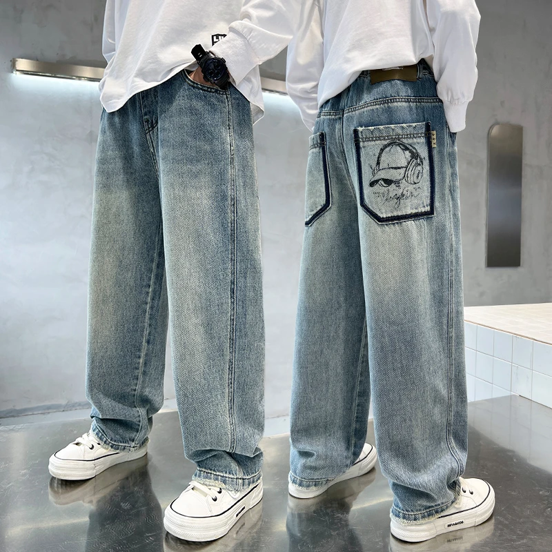 儿童装男童秋装裤子春秋款2025新款牛仔长裤中大童宽松男孩休闲裤