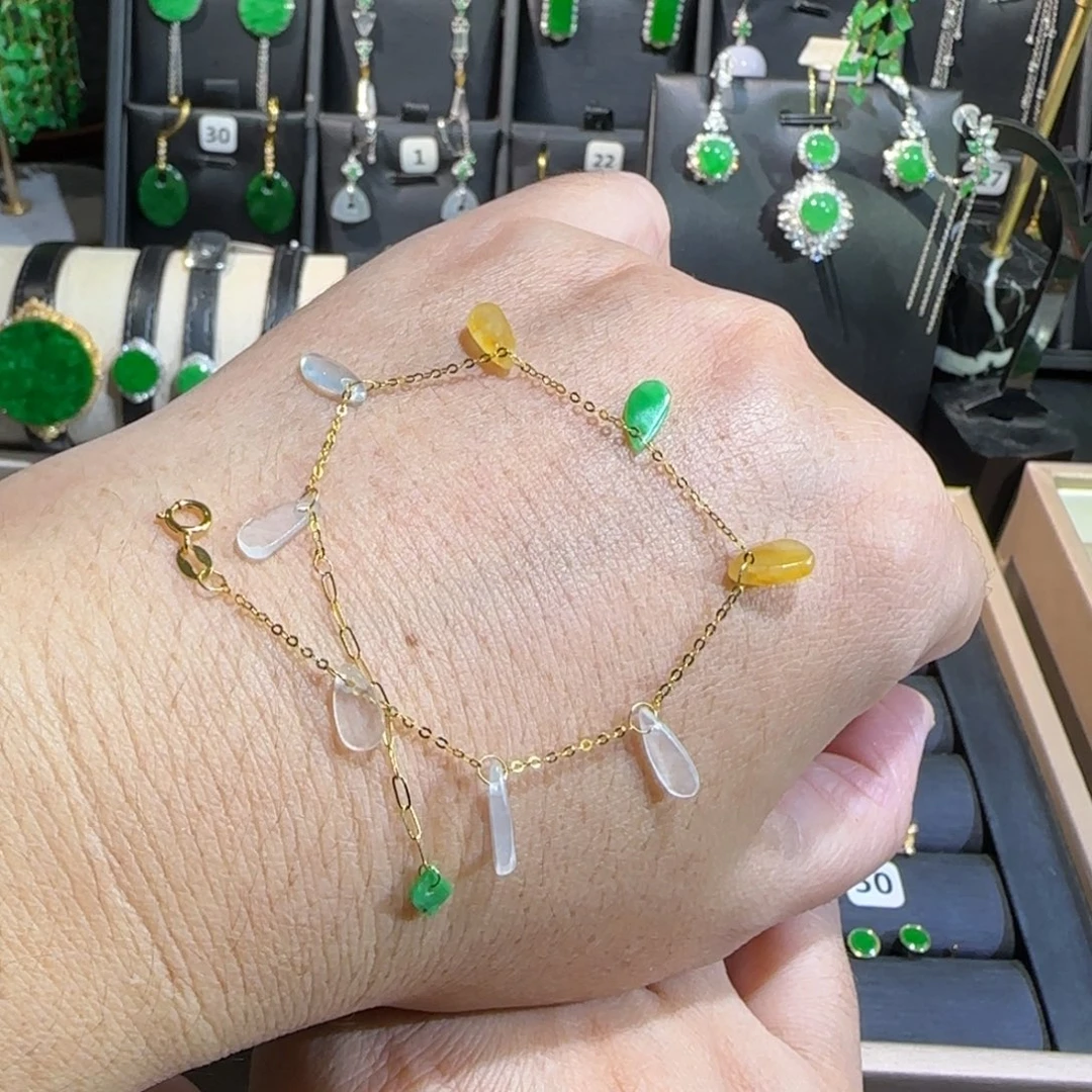 翡翠18K金镶嵌颈饰手链