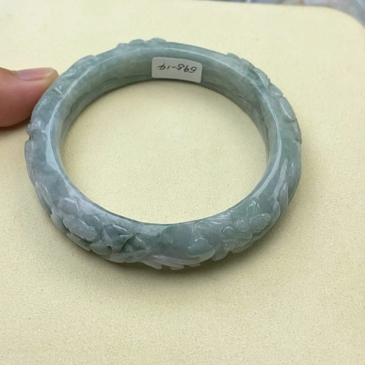 翡翠未镶嵌手镯59.7荷叶鱼217