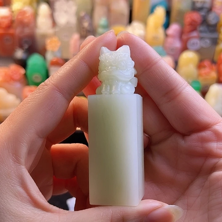 青田石印石手工定制2.1厘米，醒狮，包刻字