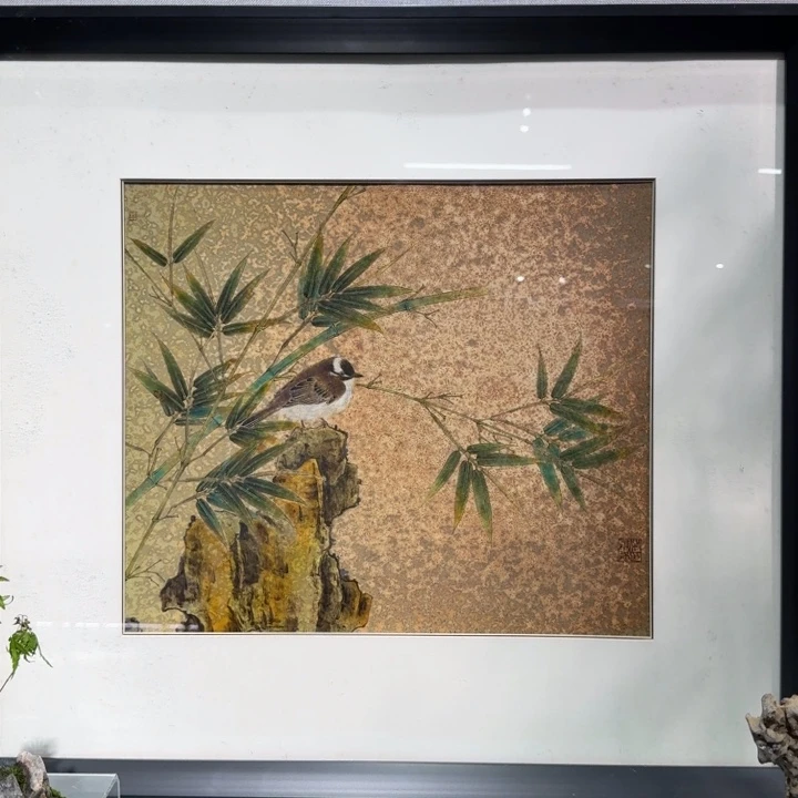 陶瓷闭兵强-粉彩花鸟瓷板画