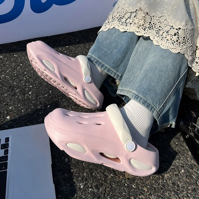 踩屎感厚底洞洞鞋女款2025新款夏季情侣沙滩防滑增高eva凉拖鞋女