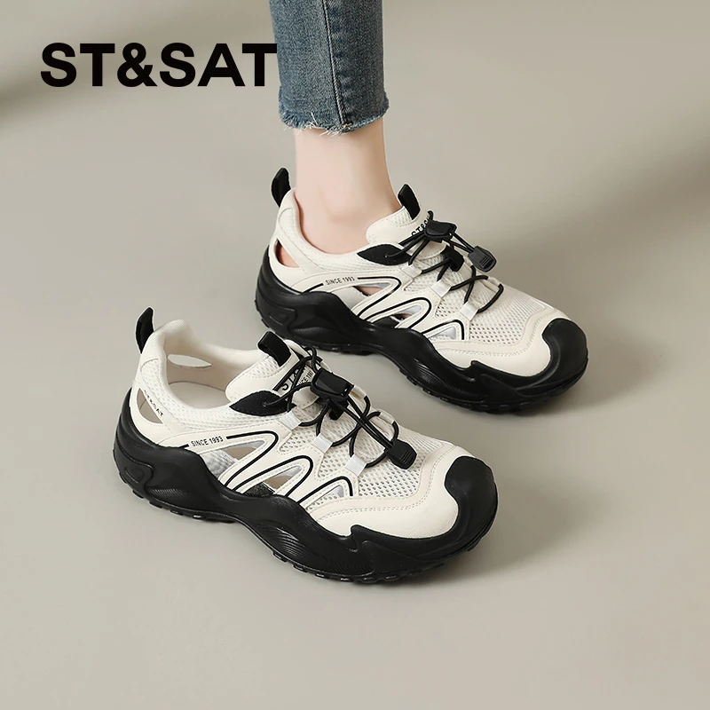 星期六运动凉鞋女2025新款夏季透气镂空网鞋户外徒步登山溯溪鞋子