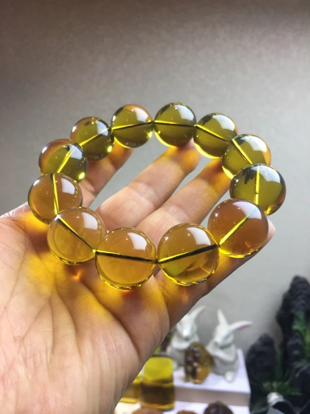 天然缅甸琥珀卡20绿茶手串