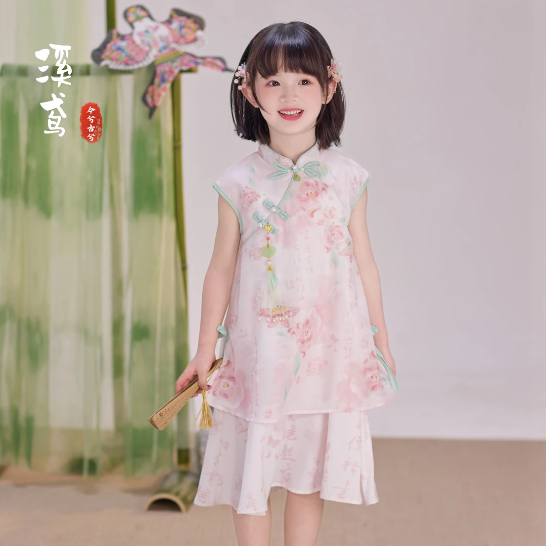 今兮古兮【溪鸢】女童夏季民族中国风汉服公主裙中式洋气夏季裙子