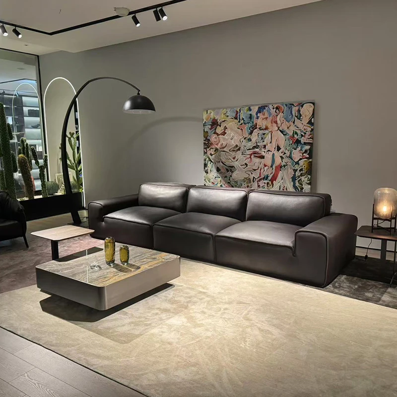 诺安奇大黑牛真皮沙发客厅意式极简头层牛皮全青皮半青皮