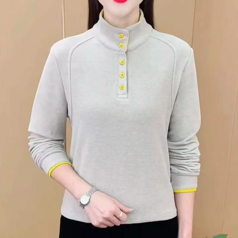 秋冬双面德绒时尚半高领纯色设计感气质显瘦打底衫妈妈装