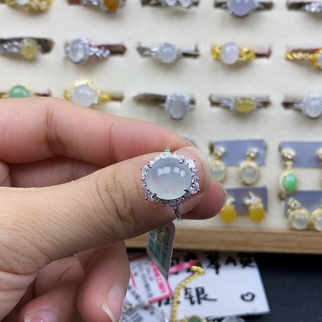 翡翠银S925镶嵌戒指