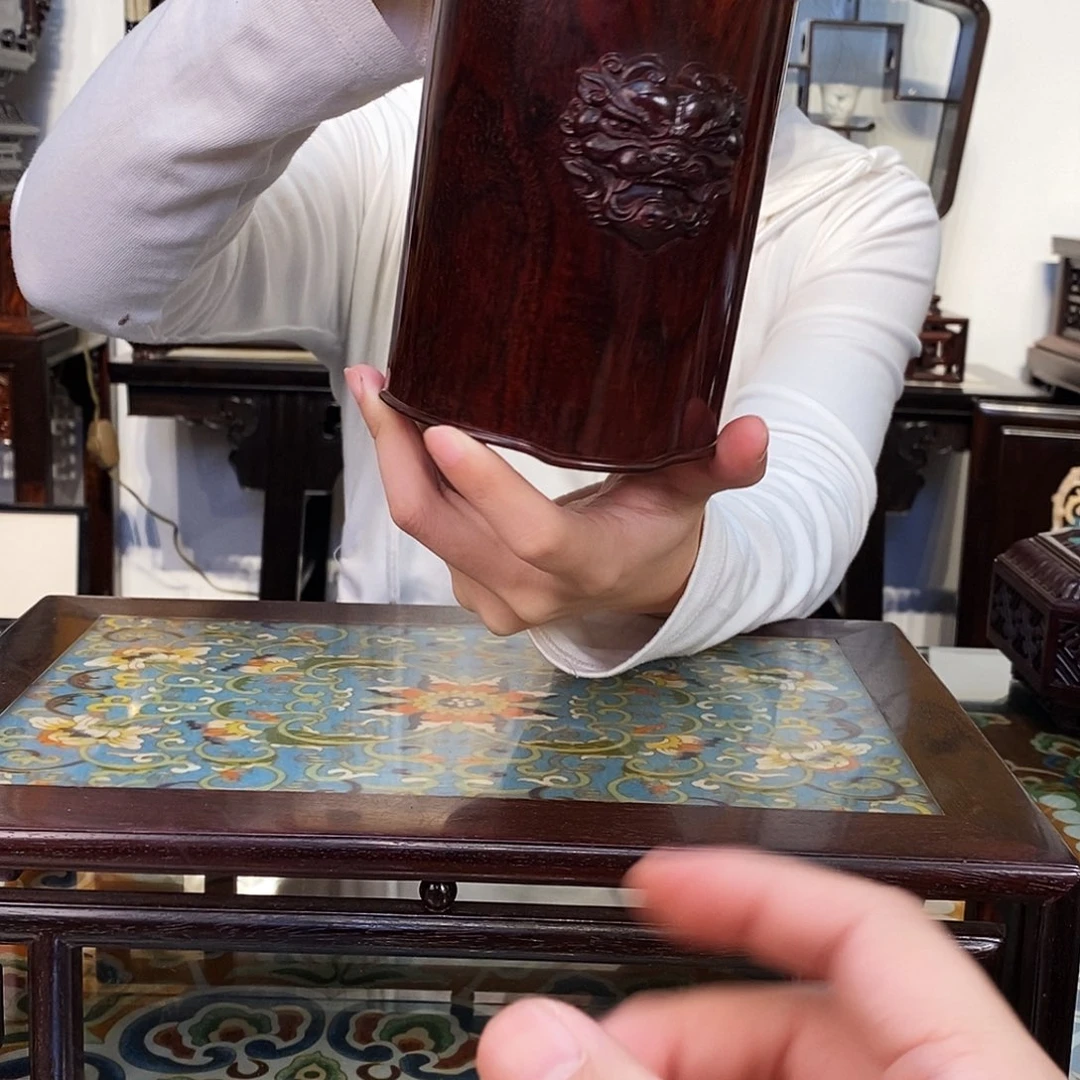 紫檀木类成套家具小叶紫檀笔筒