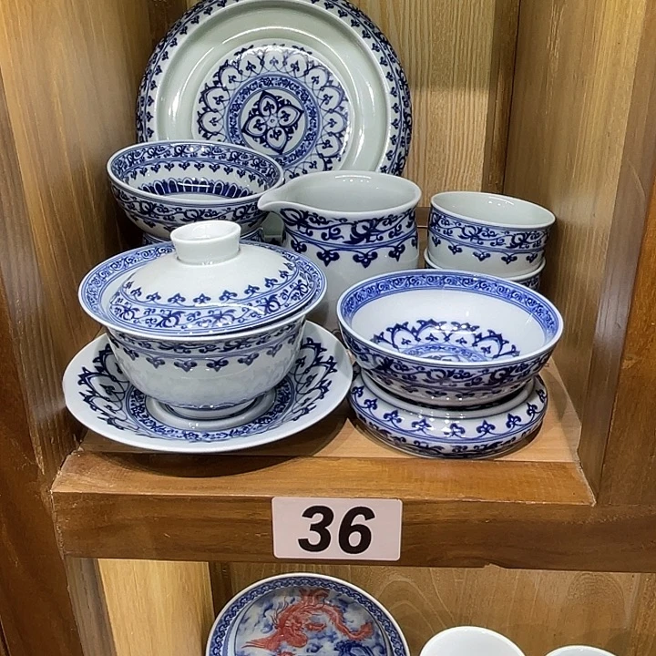 橘***汁青花宝相8件套茶具