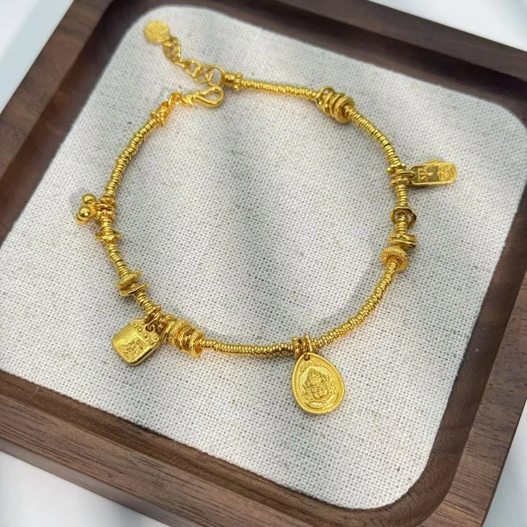 <客订展示>足金999黄金投资金夏季跑环编绳手串手链-展示勿拍