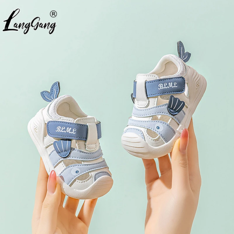 朗刚学步凉鞋1—2-3岁夏季新款软底透气男女童防撞包头婴幼儿鞋子