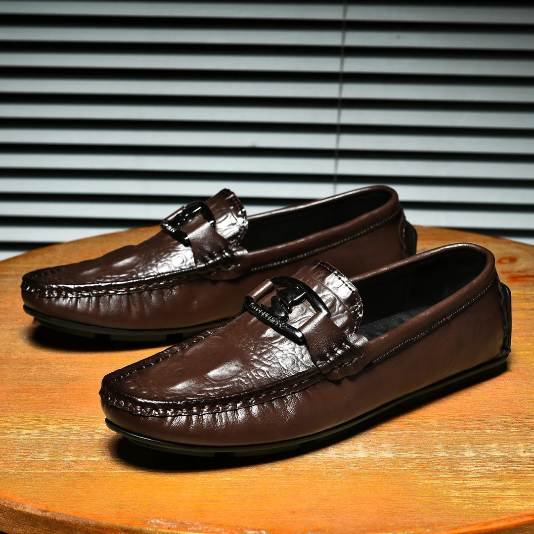 唐戈真皮豆豆鞋男士时尚百搭夏季透气软底驾车鞋韩版商务休闲皮鞋