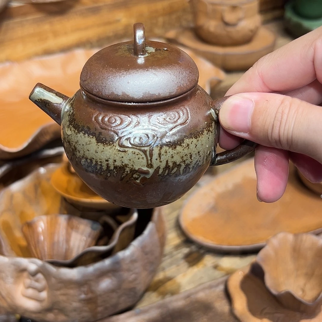 复古风格老陶泥系列茶盘茶具摆件