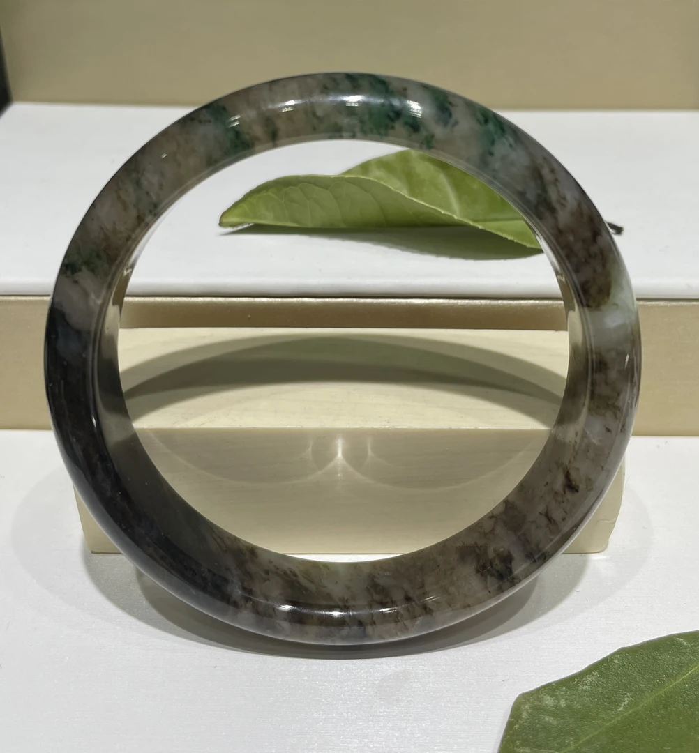 独山玉糖三色水头手镯未镶嵌尺寸圈口59.7径宽13.4厚独山玉手镯