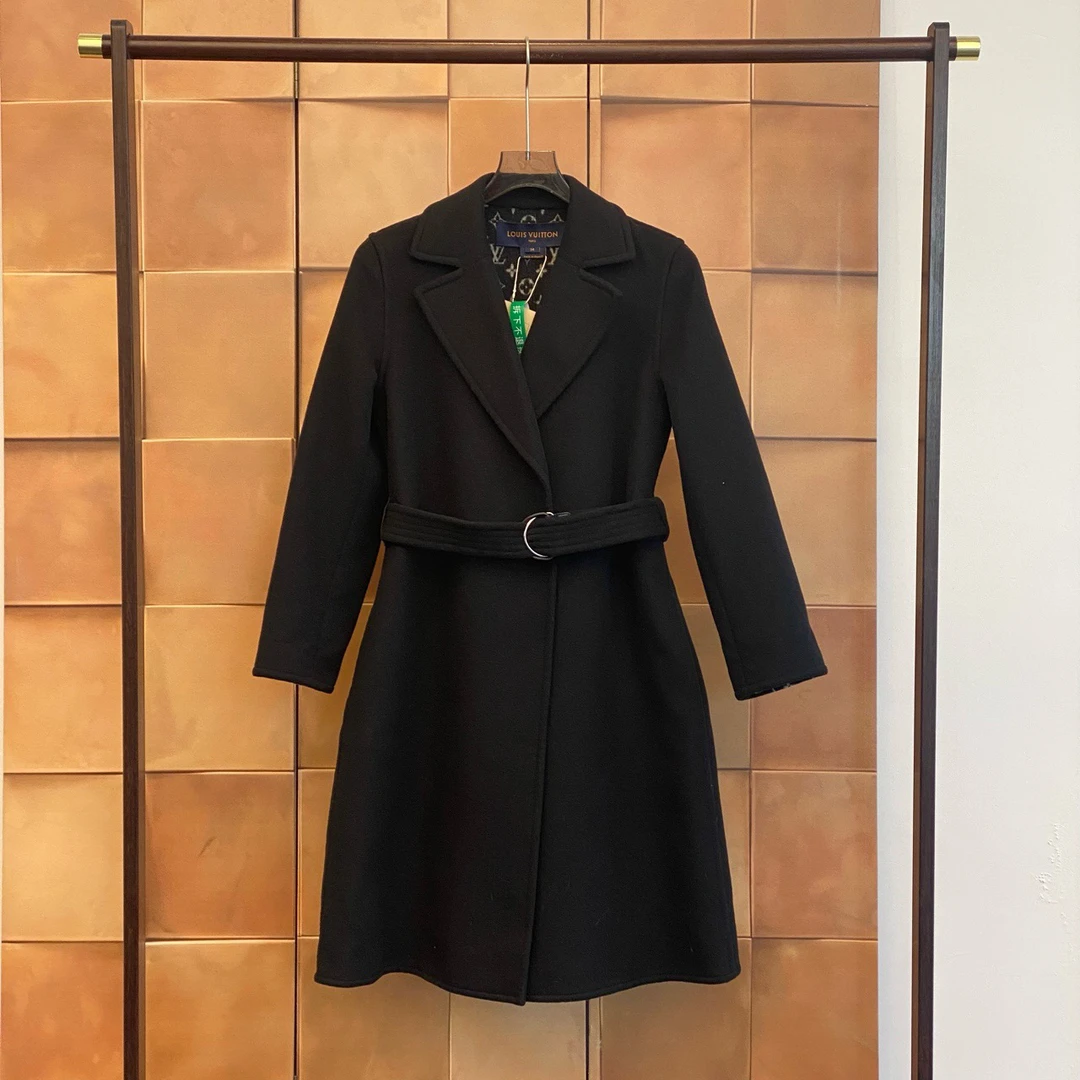 Louis Vuitton Lv爆款黑色内里老花满印羊毛大衣/34码/99新/30056