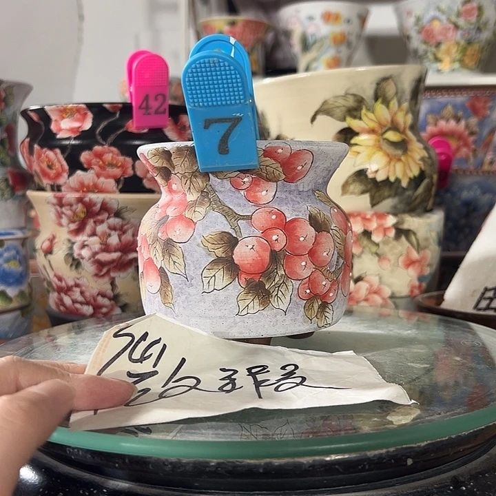 景德镇幸运花盆手绘韩式花盆
