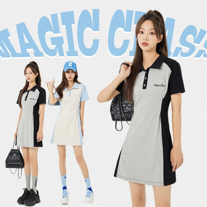 Polo领A字收腰连衣裙MMQ8030316