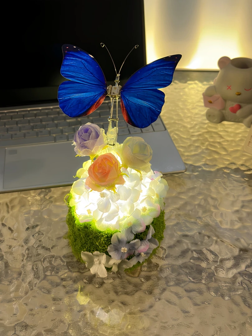 【创意礼物】机械蝴蝶diy手工自制材料包仿真蝴蝶小夜灯送女生朋友