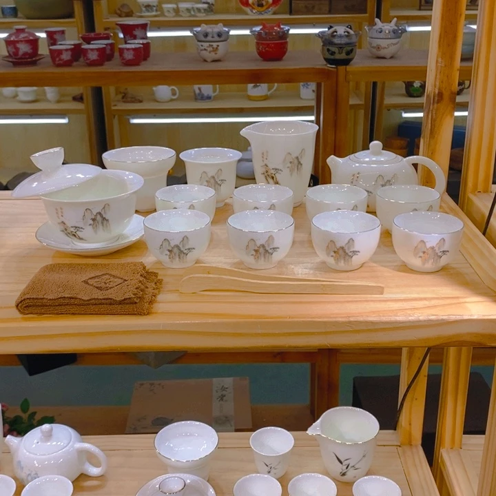 【不止】羊脂玉瓷茶具套装