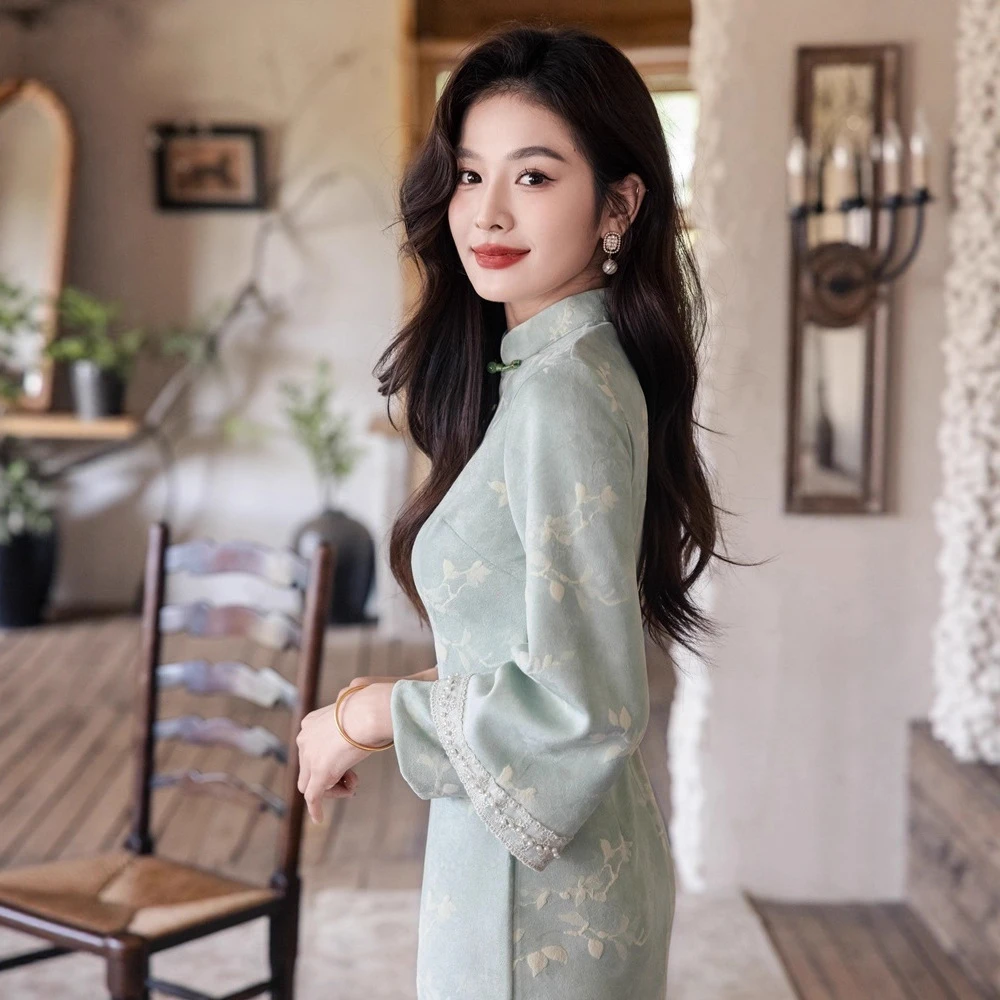 【梦回塘】气质优雅淑女旗袍倒大袖2025年秋季新款日常可穿改良