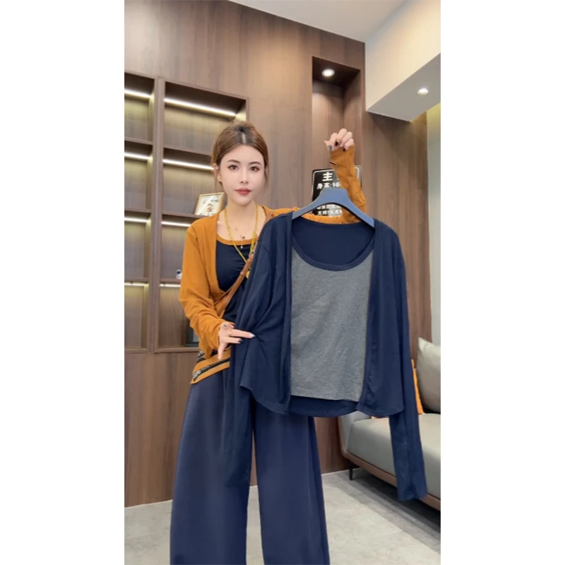 2025早秋新款减龄两件套背心+外套长袖小衫气质温柔风洋气穿搭女