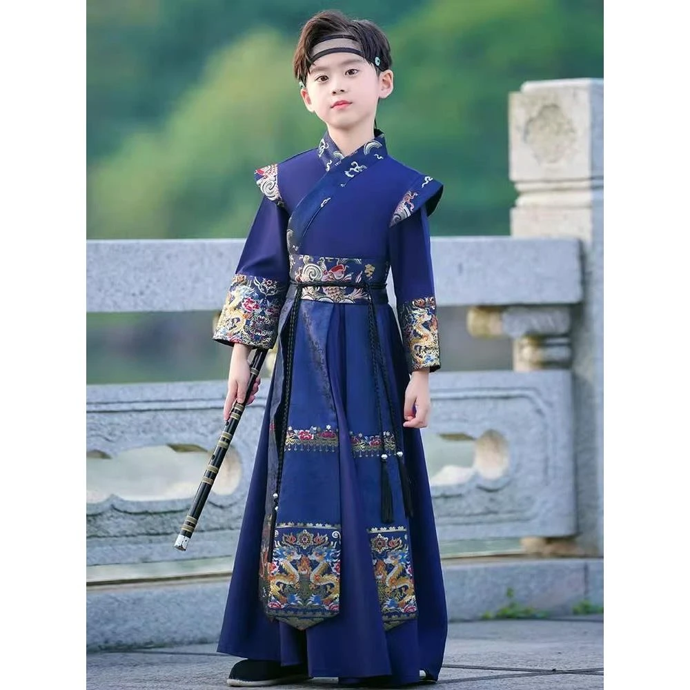 汉服男童国学服中国风古装书童服装三字经弟子规儿童演出服小学生