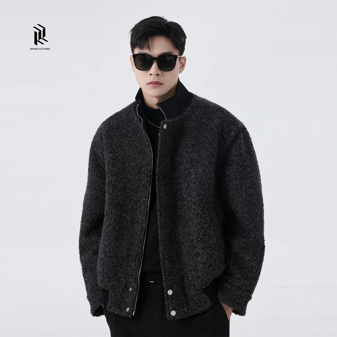 【RHETT KELLEY】非黑即白冬季新款休闲立领夹棉加厚保暖夹克外套男