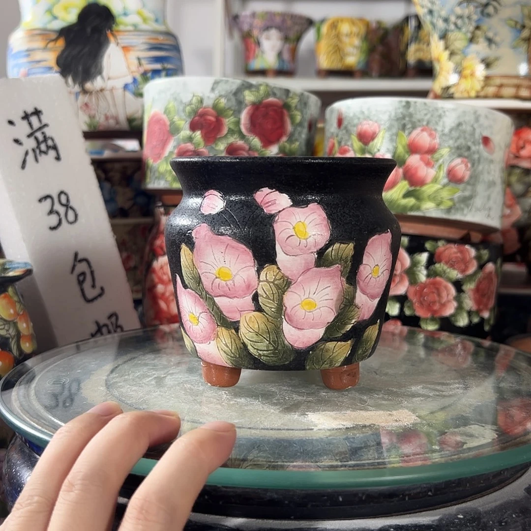 景德镇手绘花盆幸运花盆