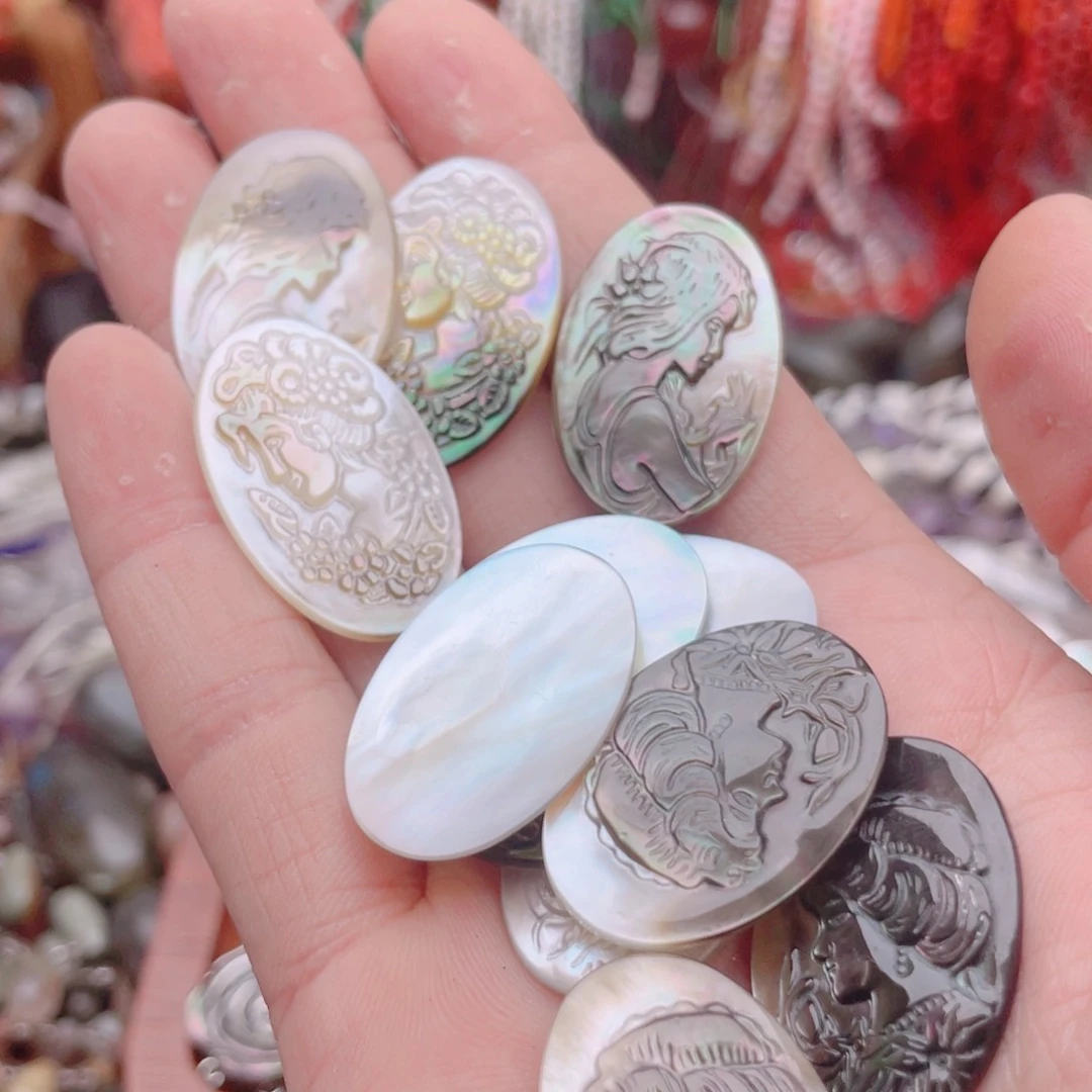 玛瑙/玉髓其他合金蝶贝卡梅奥1颗卡20*30