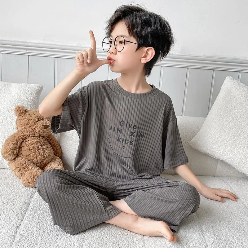儿童装男童睡衣夏装家居服套装夏季薄款中大童夏款男孩棉空调服