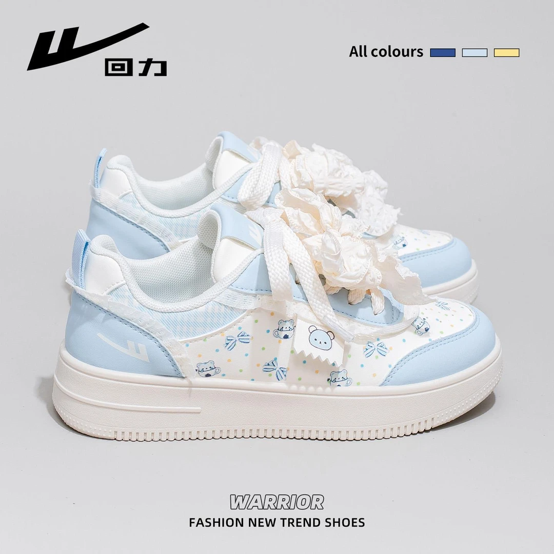 回力小白鞋女2025秋季新款淡蓝色卡通休闲板鞋学生百搭软底面包鞋