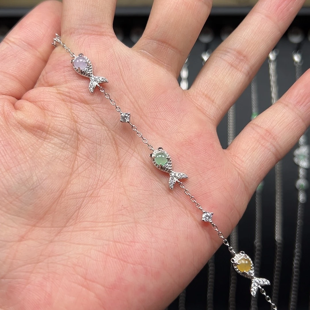 翡翠银S925镶嵌手链