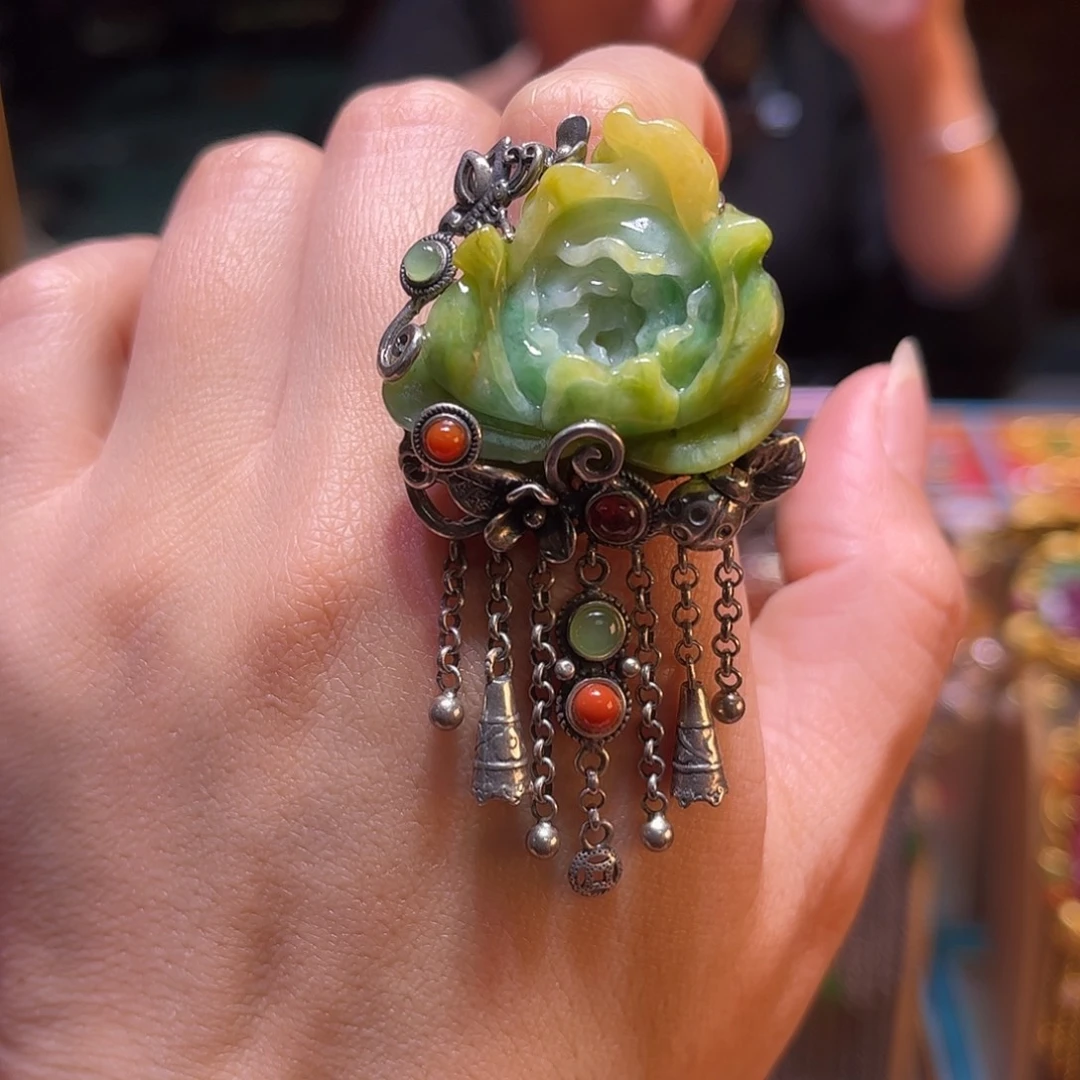 翡翠银S925镶嵌戒指双十二直降不议价