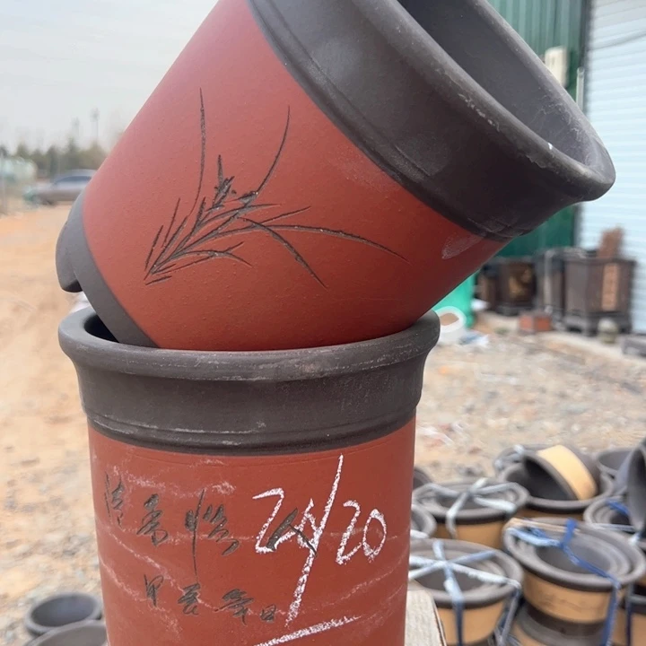 红陶紫砂兰花盆微瑕
