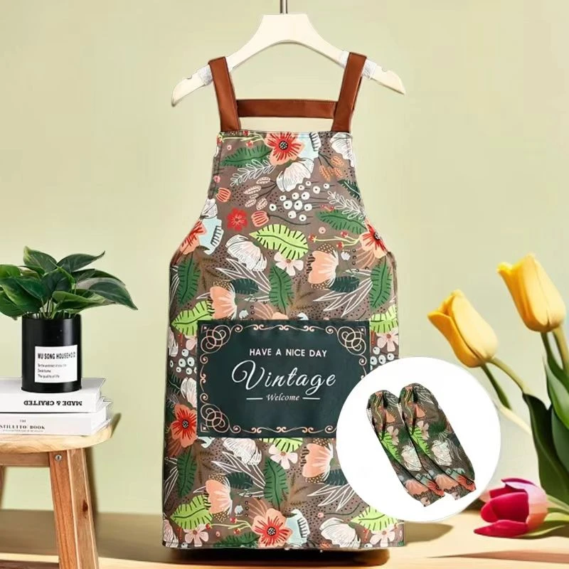 [围裙+套袖]围裙家用围腰防油防污厨房餐厅做饭耐磨耐脏围裙