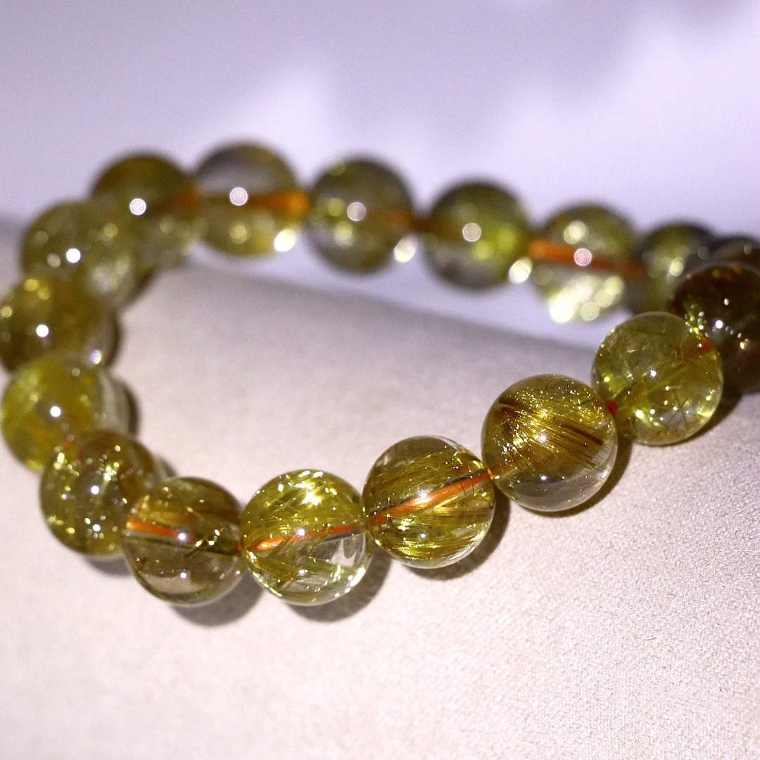 高阶满矿天然黄金板钛晶手串A5293-尺寸可选多样性发一