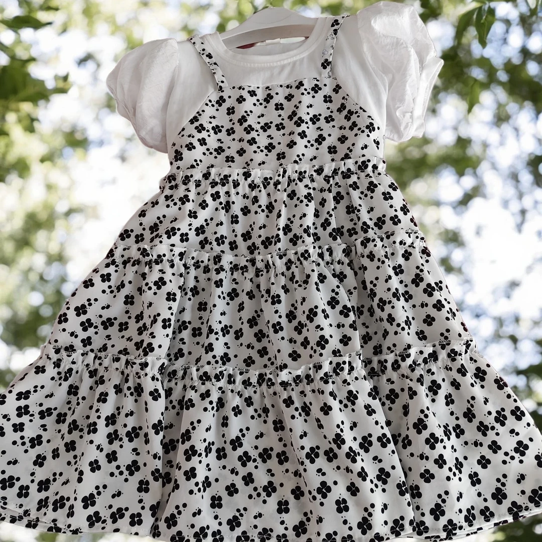 碎花女短袖可爱风夏季B类连衣裙小童夏装女童泡泡袖