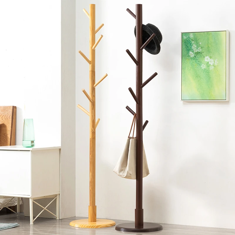 实木挂衣架落地衣帽架房间收纳置物架子卧室床边头晚上放衣服神器