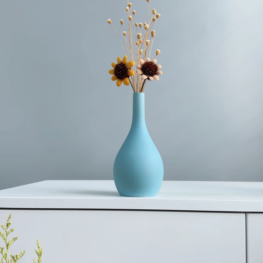 瓷片陶瓷小花瓶含花总20-30cm