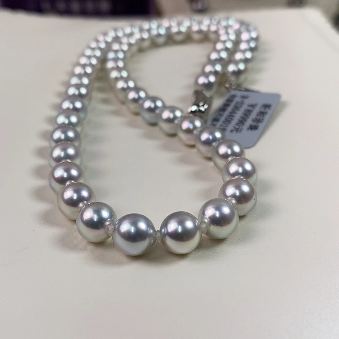 银S925镶嵌海水珍珠项链7-7.5m日本真多麻海水珍珠项链（无调色）
