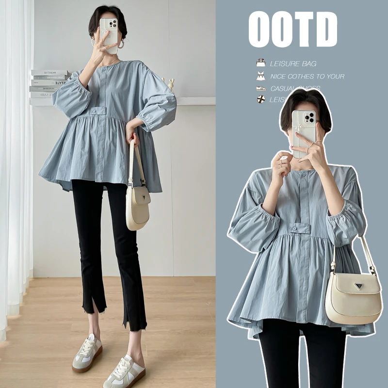 【伊伊】孕妇娃娃衫2025春装小清新宽松显瘦时尚百搭甜美减龄衬衫