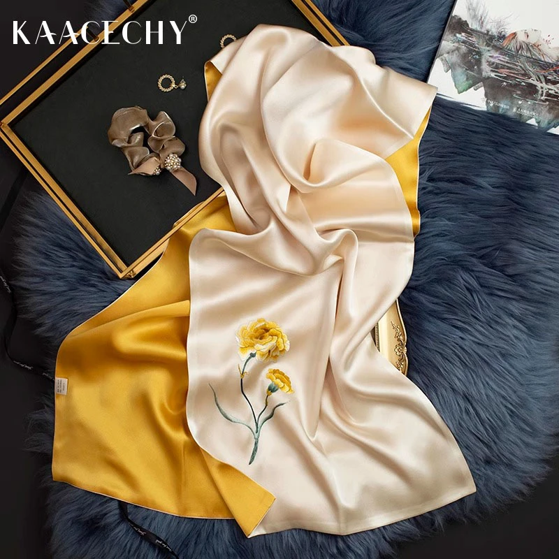 KAACECHY高档苏绣丝巾女礼盒装送妈妈婆婆中国风真丝围巾旗袍披肩