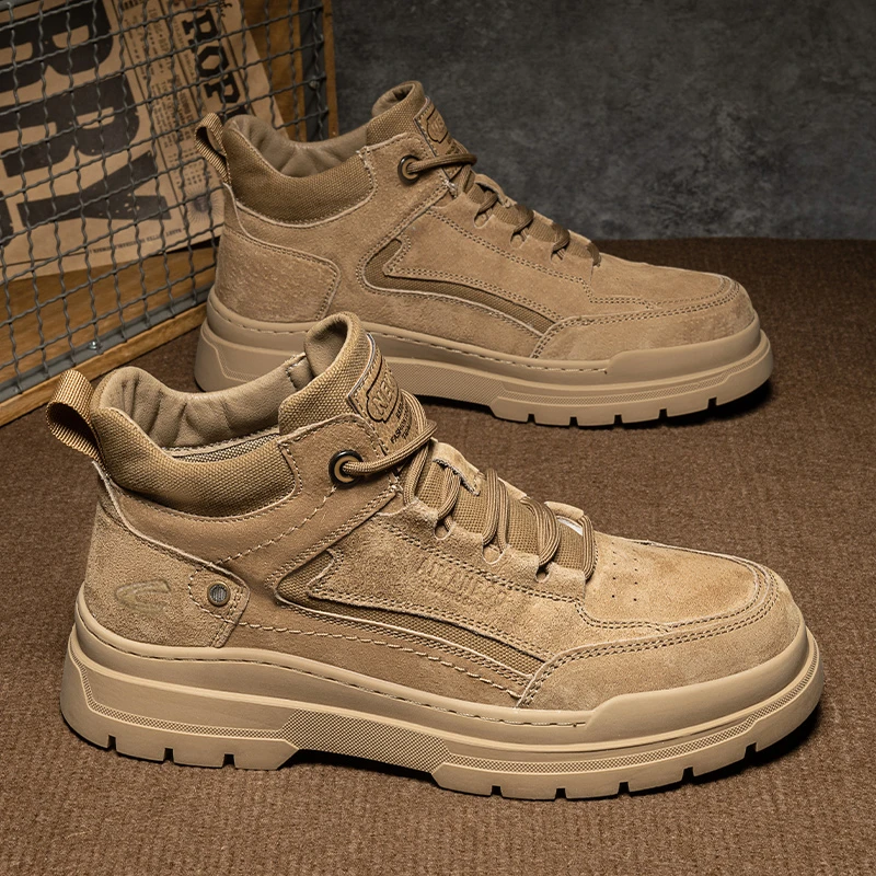 骆驼动感马丁靴男士秋季真皮软底防滑工装靴户外通勤百搭男鞋潮流